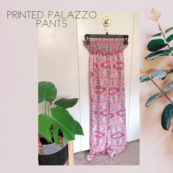 Printed Palazzo Pants - Picture 1 of 5